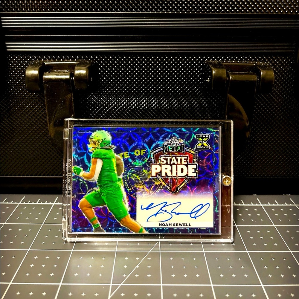 2023 Leaf Metal Draft Noah Sewell RC State Pride Blue Kaleidoscope SSP AUTO /4